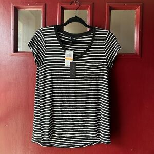 Cable & Gauge Black and White Striped Tee